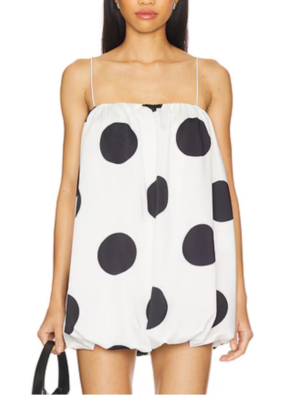 More To Come Katti Mini Dress White black Polka Dot bubble hem Revolve M